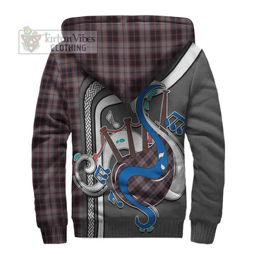 MacPherson Hunting Tartan Sherpa Hoodie with Epic Bagpipe Style