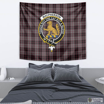 MacPherson Hunting Tartan Tapestry Wall Hanging and Home Decor for Room with Family Crest