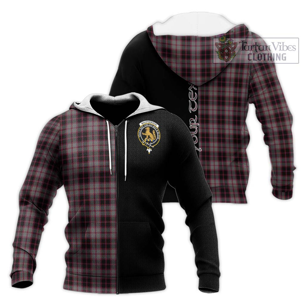 MacPherson Hunting Tartan Knitted Hoodie with Family Crest and Half Of Me Style Unisex Knitted Zip Hoodie - Tartanvibesclothing Shop