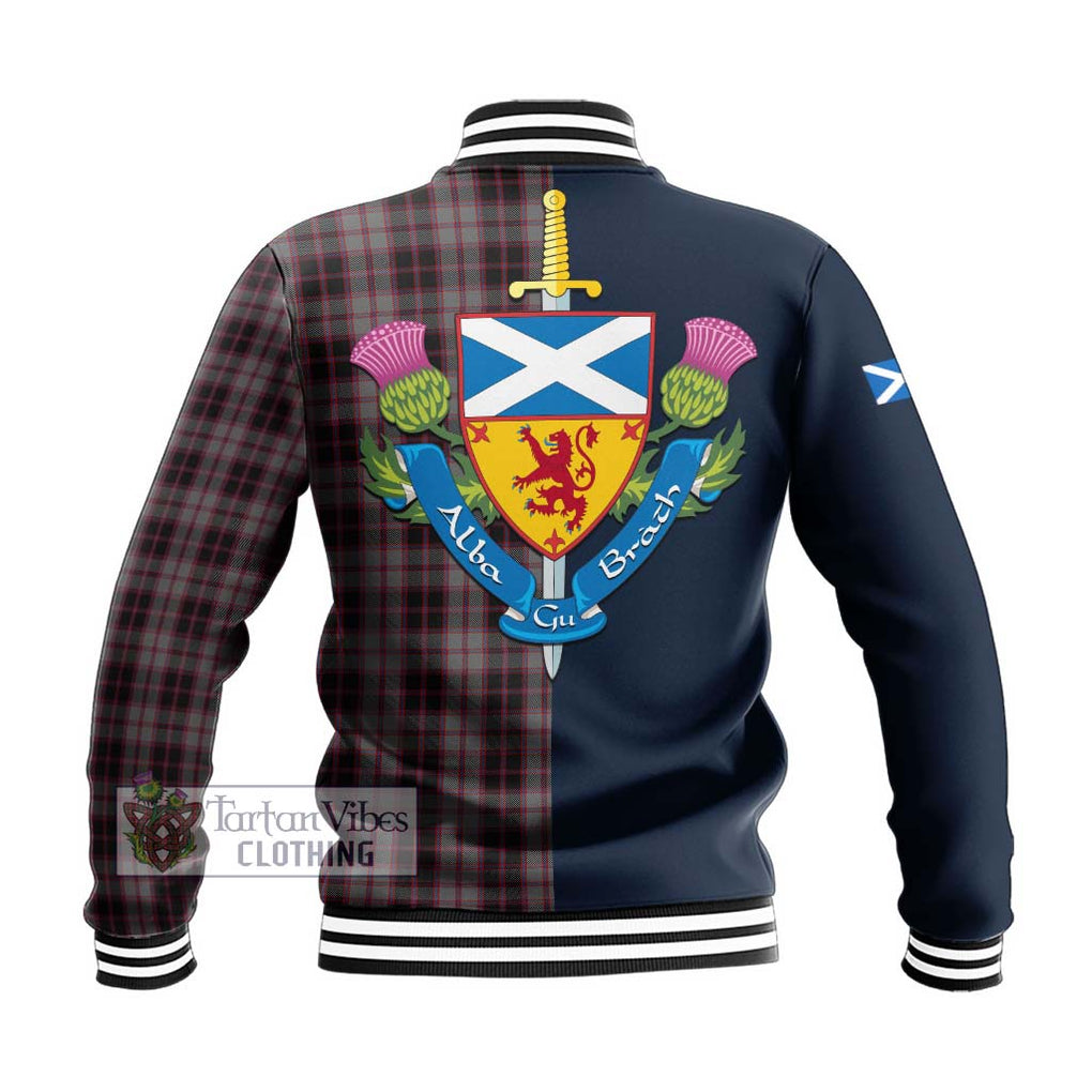 Tartan Vibes Clothing MacPherson Hunting Tartan Baseball Jacket with Scottish Lion Royal Arm Half Style