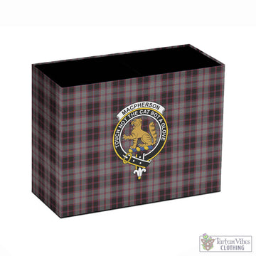 MacPherson Hunting Tartan Pen Holder with Family Crest