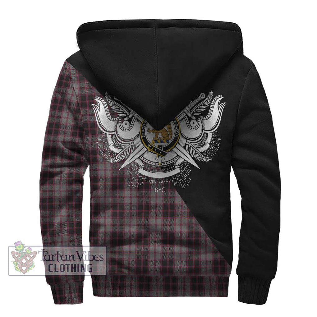 MacPherson Hunting Tartan Sherpa Hoodie with Family Crest and Military Logo Style - Tartanvibesclothing Shop