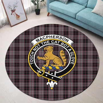 MacPherson Hunting Tartan Round Rug with Family Crest