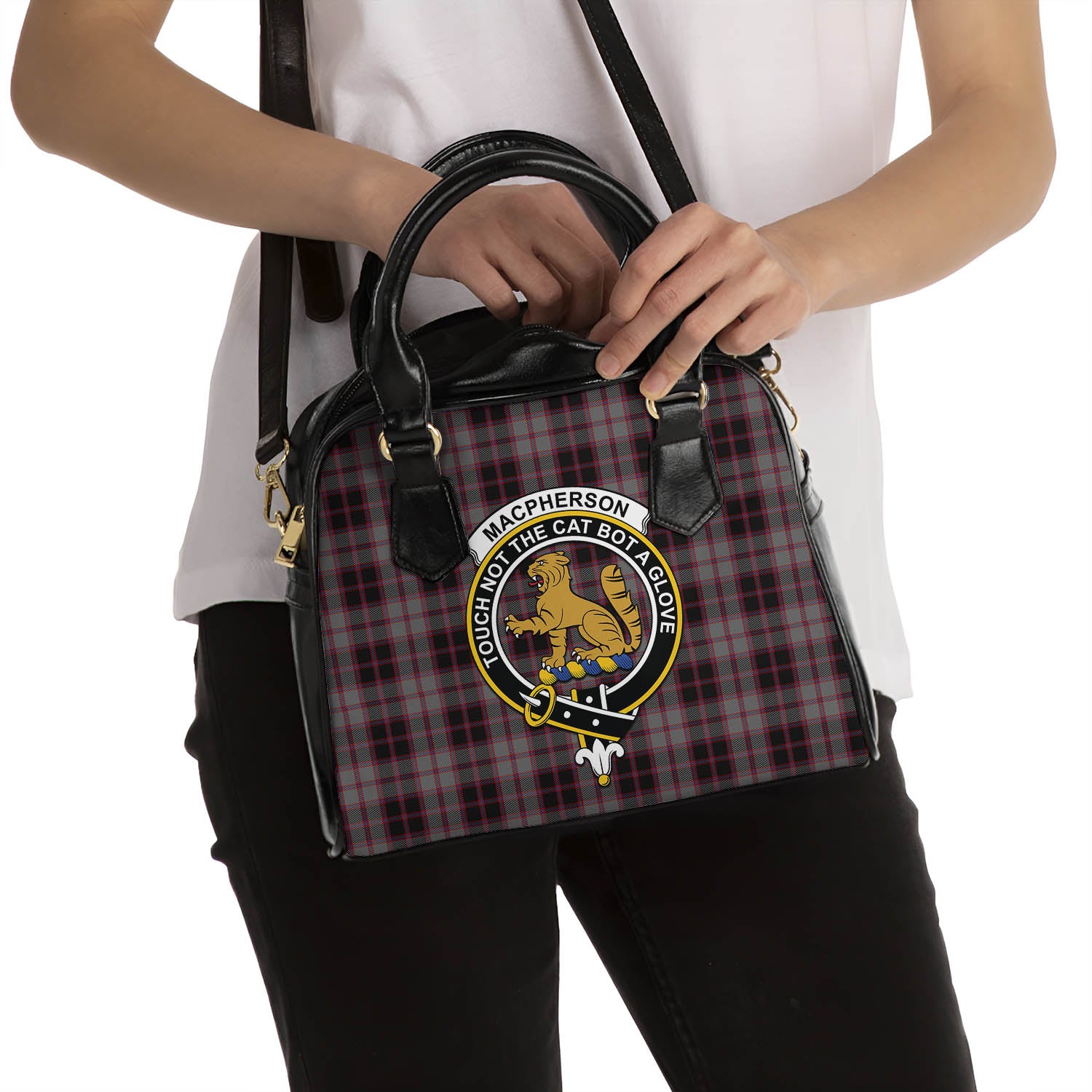 MacPherson Hunting Tartan Shoulder Handbags with Family Crest - Tartanvibesclothing