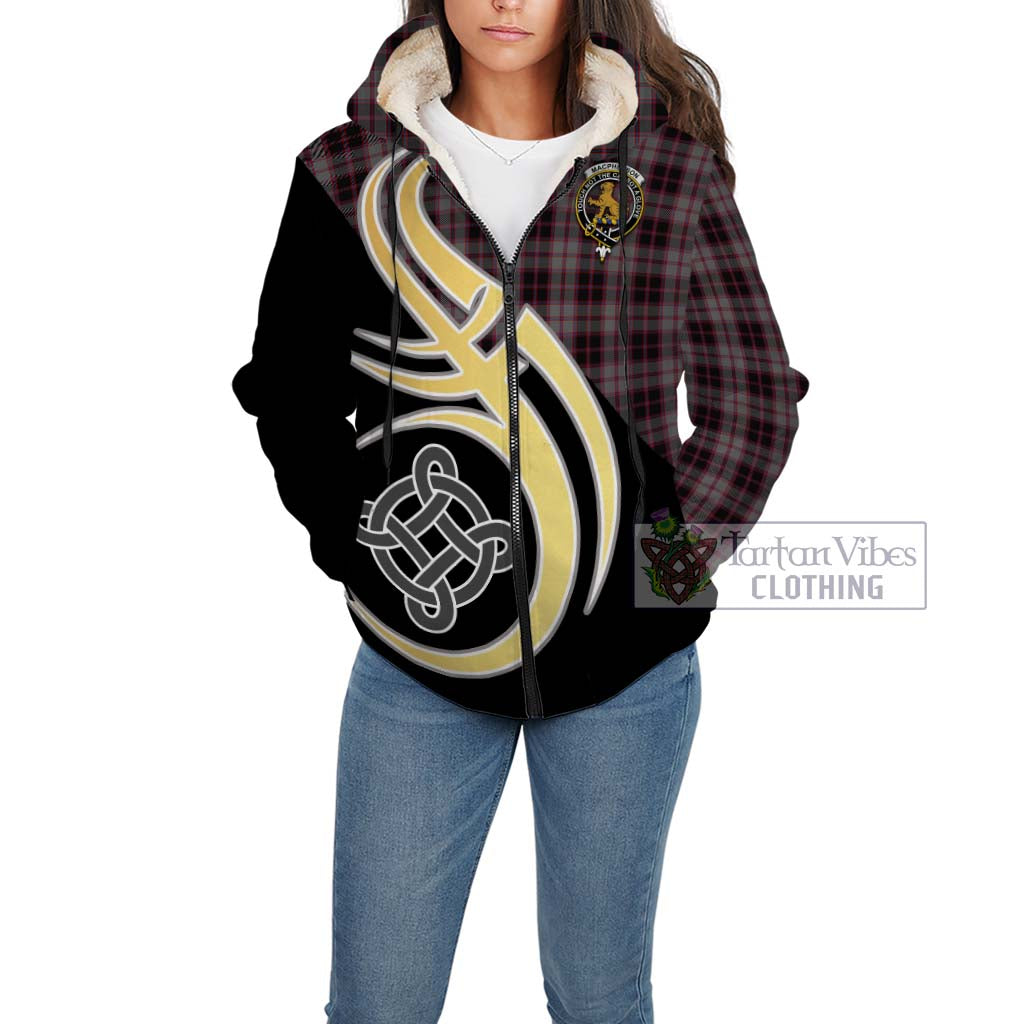 MacPherson Hunting Tartan Sherpa Hoodie with Family Crest and Celtic Symbol Style Unisex - Tartan Vibes Clothing