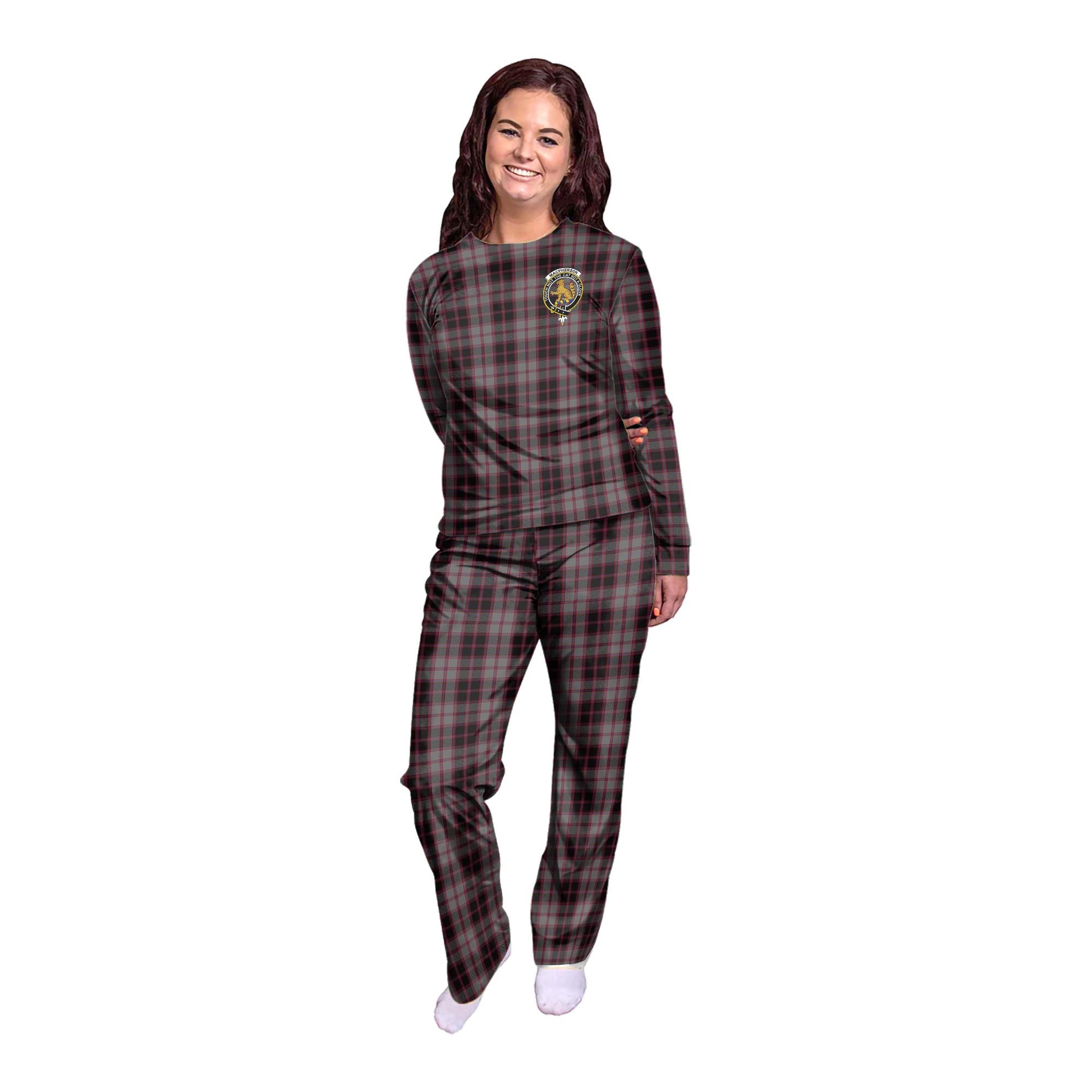 MacPherson Hunting Tartan Pajamas Family Set with Family Crest - Tartanvibesclothing