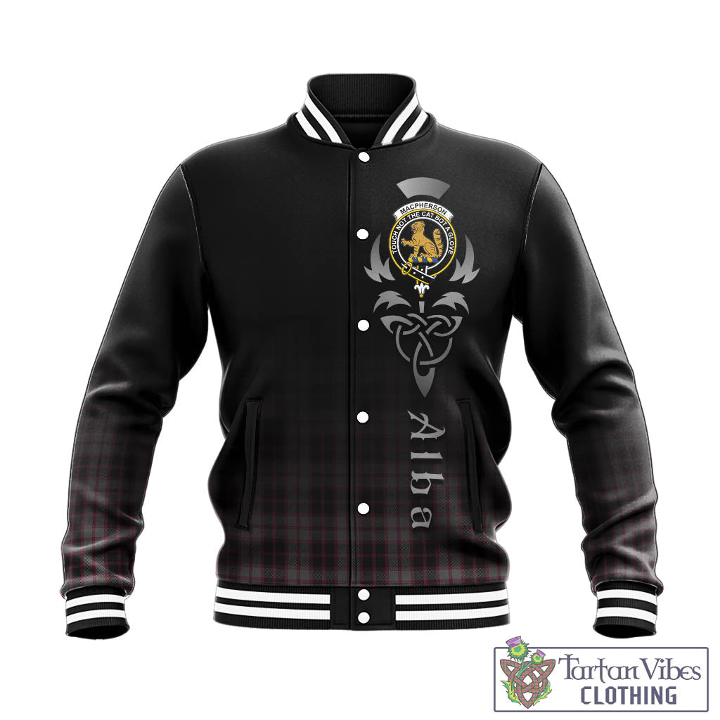 Tartan Vibes Clothing MacPherson Hunting Tartan Baseball Jacket Featuring Alba Gu Brath Family Crest Celtic Inspired