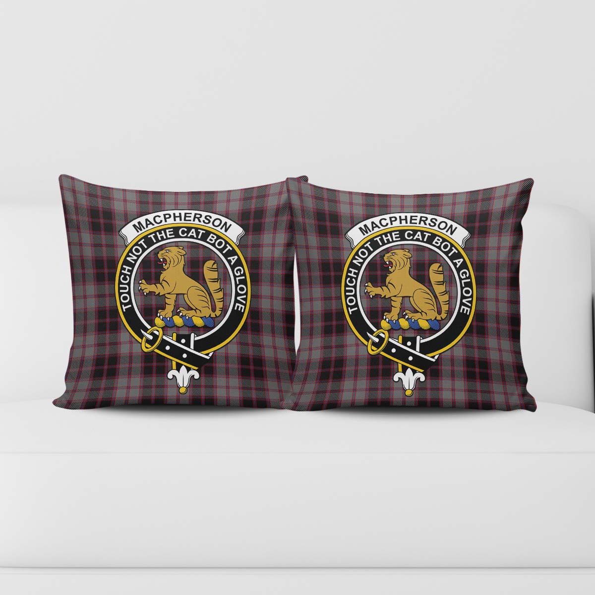 MacPherson Hunting Tartan Pillow Cover with Family Crest - Tartanvibesclothing