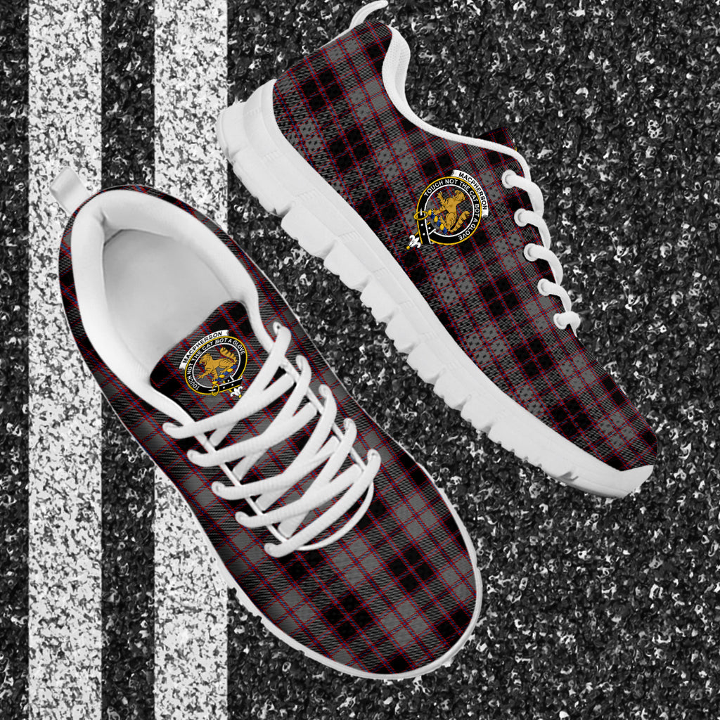 MacPherson Hunting Tartan Sneakers with Family Crest - Tartan Vibes Clothing