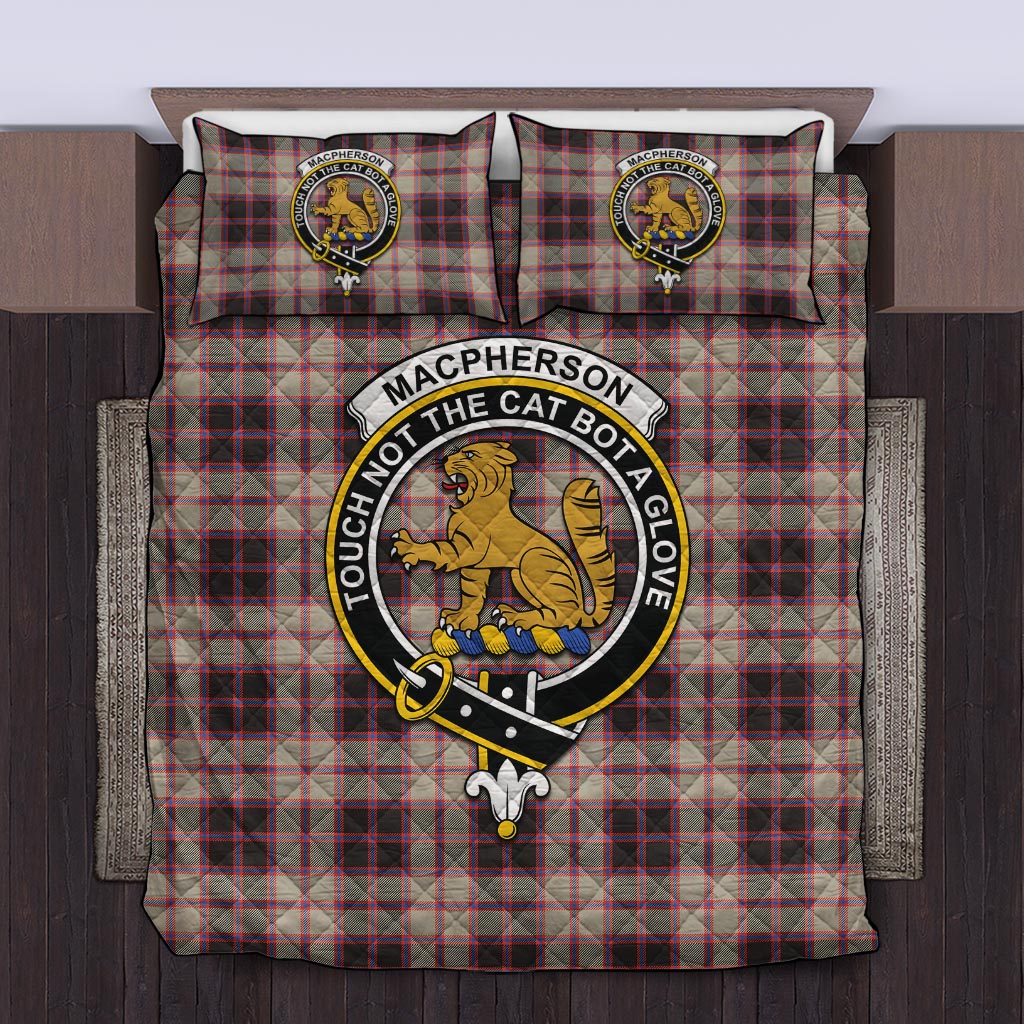 MacPherson Hunting Ancient Tartan Quilt Bed Set with Family Crest Twin - Tartanvibesclothing