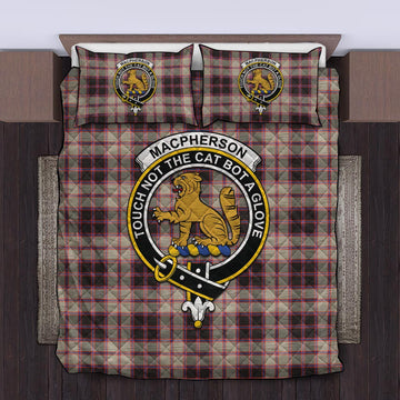 MacPherson Hunting Ancient Tartan Quilt Bed Set with Family Crest