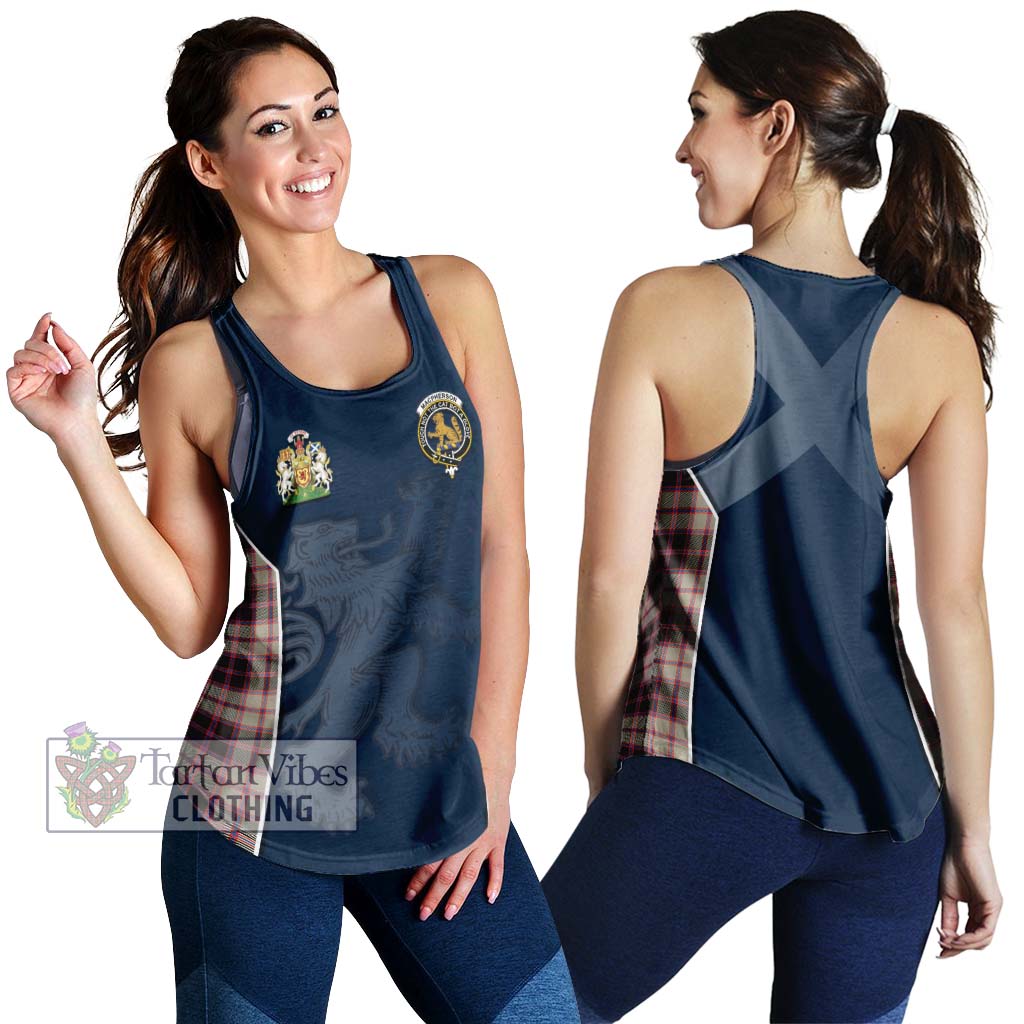 Tartan Vibes Clothing MacPherson Hunting Ancient Tartan Women's Racerback Tanks with Family Crest and Lion Rampant Vibes Sport Style