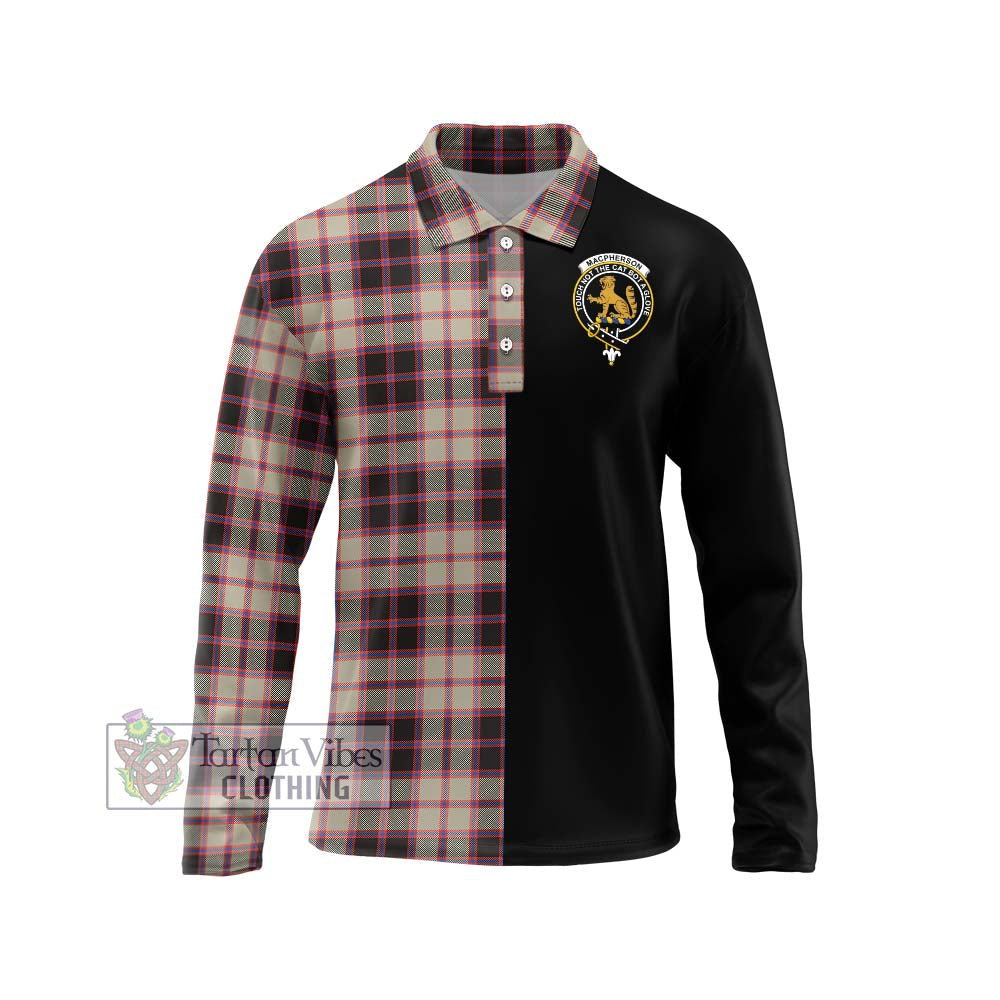 Tartan Vibes Clothing MacPherson Hunting Ancient Tartan Long Sleeve Polo Shirt with Family Crest and Half Of Me Style