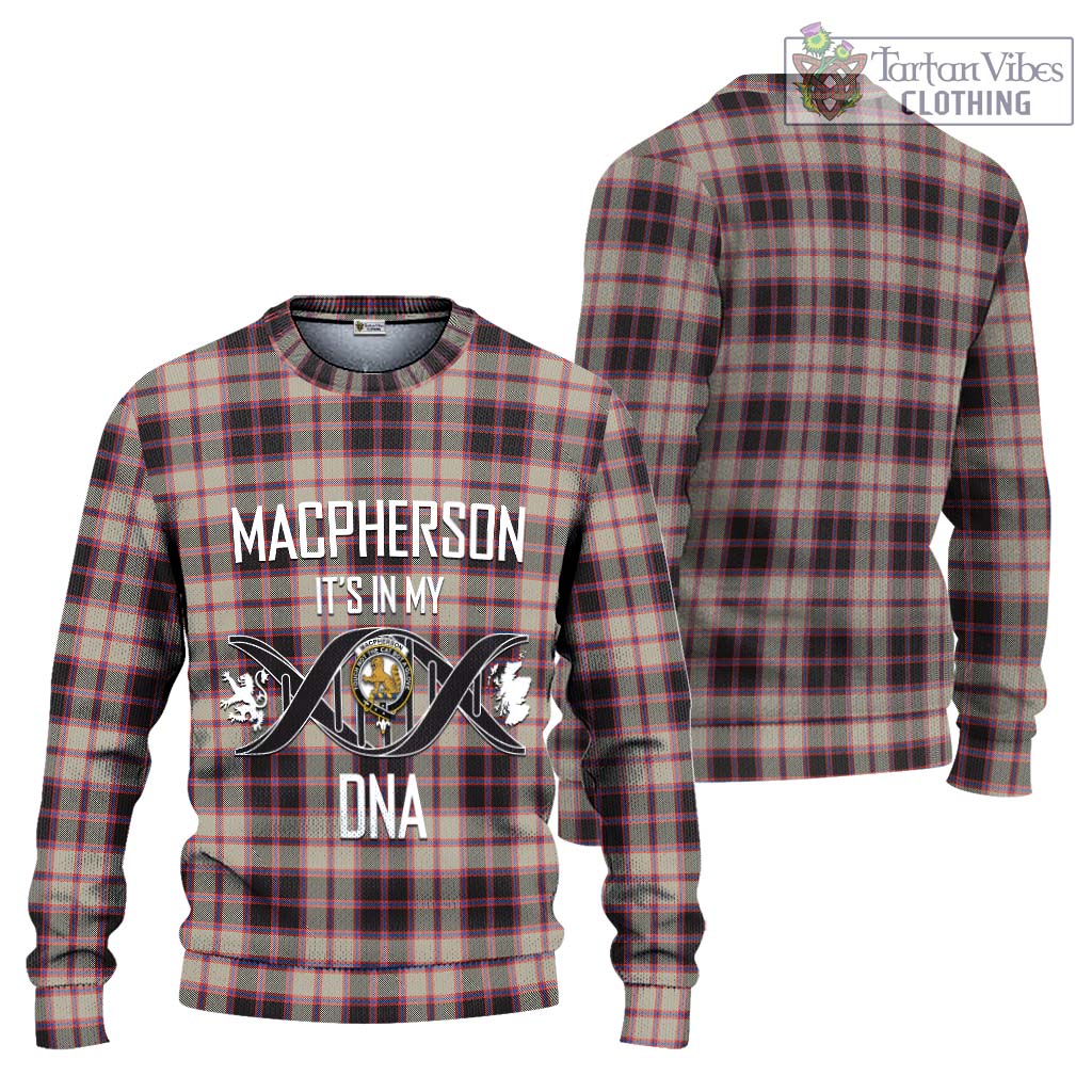 Tartan Vibes Clothing MacPherson Hunting Ancient Tartan Knitted Sweater with Family Crest DNA In Me Style