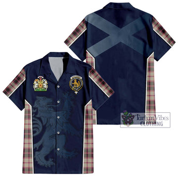 MacPherson Hunting Ancient Tartan Short Sleeve Button Shirt with Family Crest and Lion Rampant Vibes Sport Style