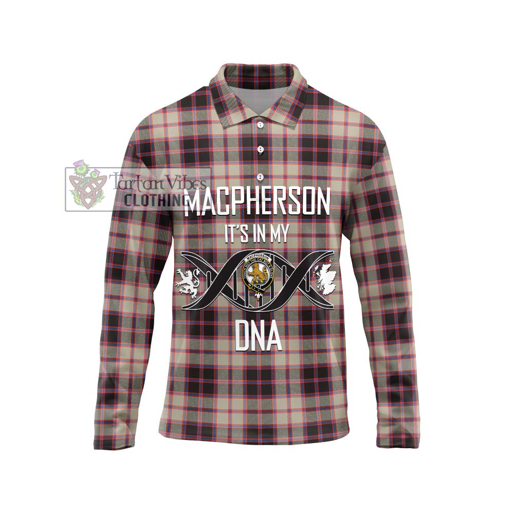 Tartan Vibes Clothing MacPherson Hunting Ancient Tartan Long Sleeve Polo Shirt with Family Crest DNA In Me Style