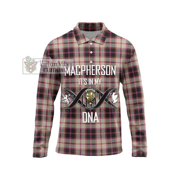 MacPherson Hunting Ancient Tartan Long Sleeve Polo Shirt with Family Crest DNA In Me Style