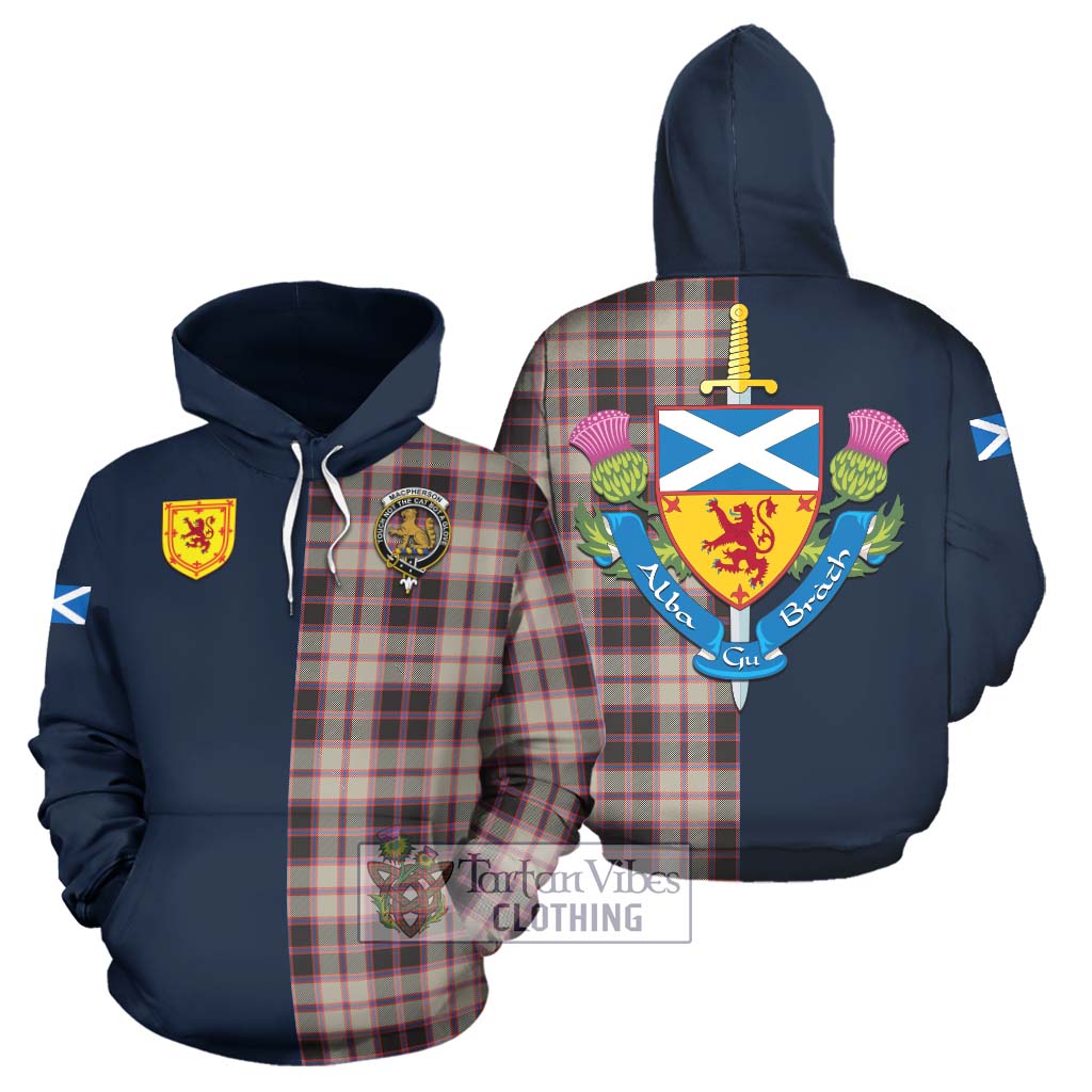 Tartan Vibes Clothing MacPherson Hunting Ancient Tartan Hoodie with Scottish Lion Royal Arm Half Style