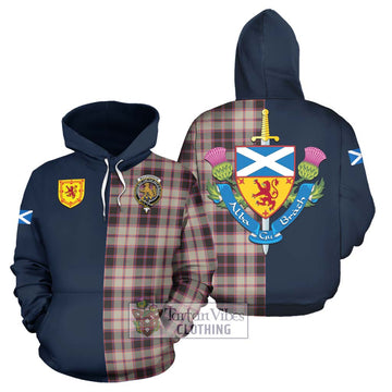 MacPherson Hunting Ancient Tartan Hoodie with Scottish Lion Royal Arm Half Style