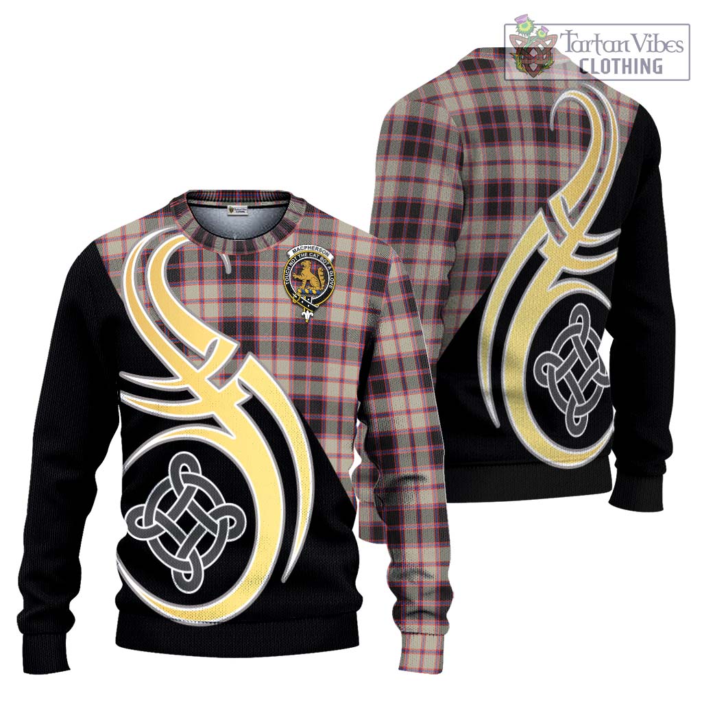 MacPherson Hunting Ancient Tartan Knitted Sweater with Family Crest and Celtic Symbol Style Unisex - Tartan Vibes Clothing