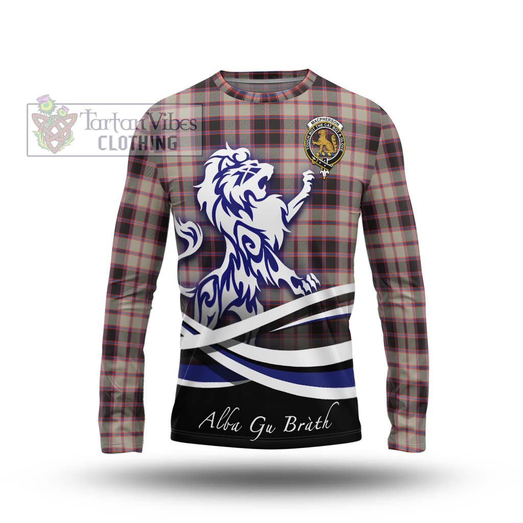 Tartan Vibes Clothing MacPherson Hunting Ancient Tartan Long Sleeve T-Shirt with Alba Gu Brath Regal Lion Emblem