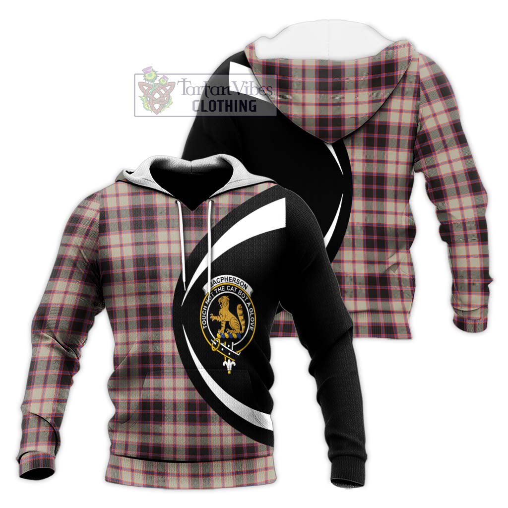 MacPherson Hunting Ancient Tartan Knitted Hoodie with Family Crest Circle Style Unisex Knitted Pullover Hoodie - Tartan Vibes Clothing