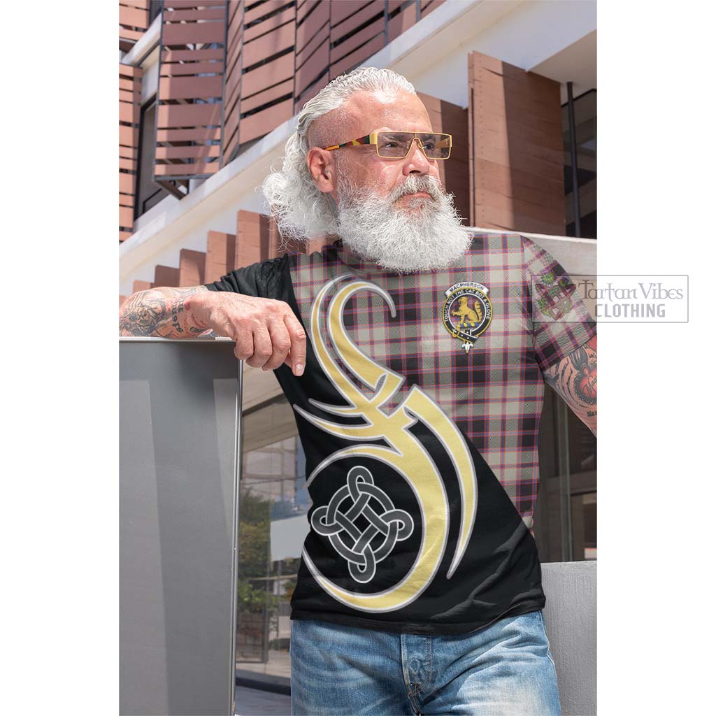 Tartan Vibes Clothing MacPherson Hunting Ancient Tartan Cotton T-shirt with Family Crest and Celtic Symbol Style