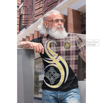 MacPherson Hunting Ancient Tartan Cotton T-shirt with Family Crest and Celtic Symbol Style