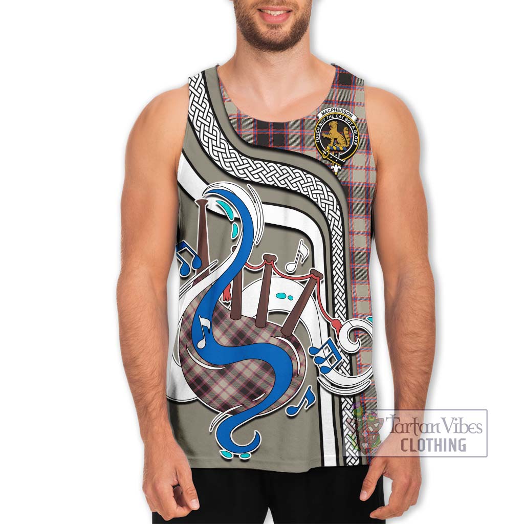 Tartan Vibes Clothing MacPherson Hunting Ancient Tartan Men's Tank Top with Epic Bagpipe Style