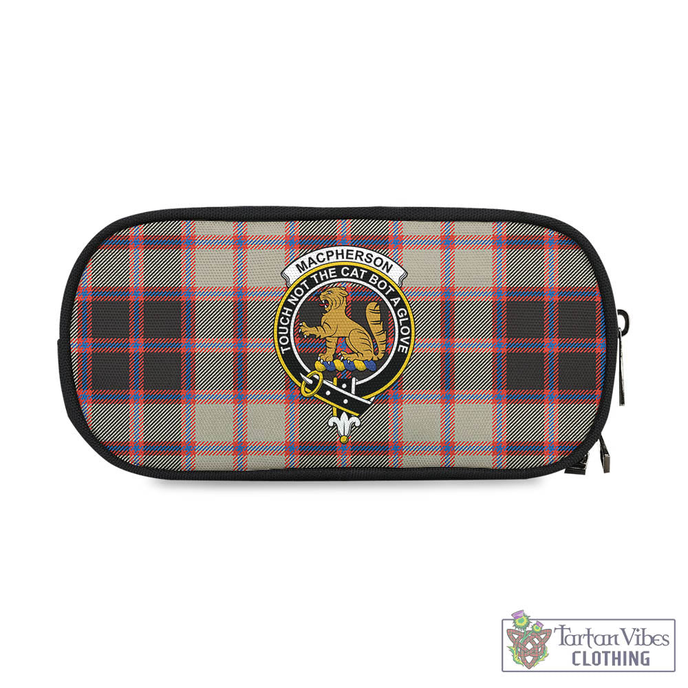 Tartan Vibes Clothing MacPherson Hunting Ancient Tartan Pen and Pencil Case with Family Crest