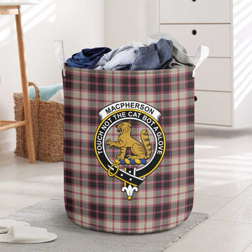 MacPherson Hunting Ancient Tartan Laundry Basket with Family Crest