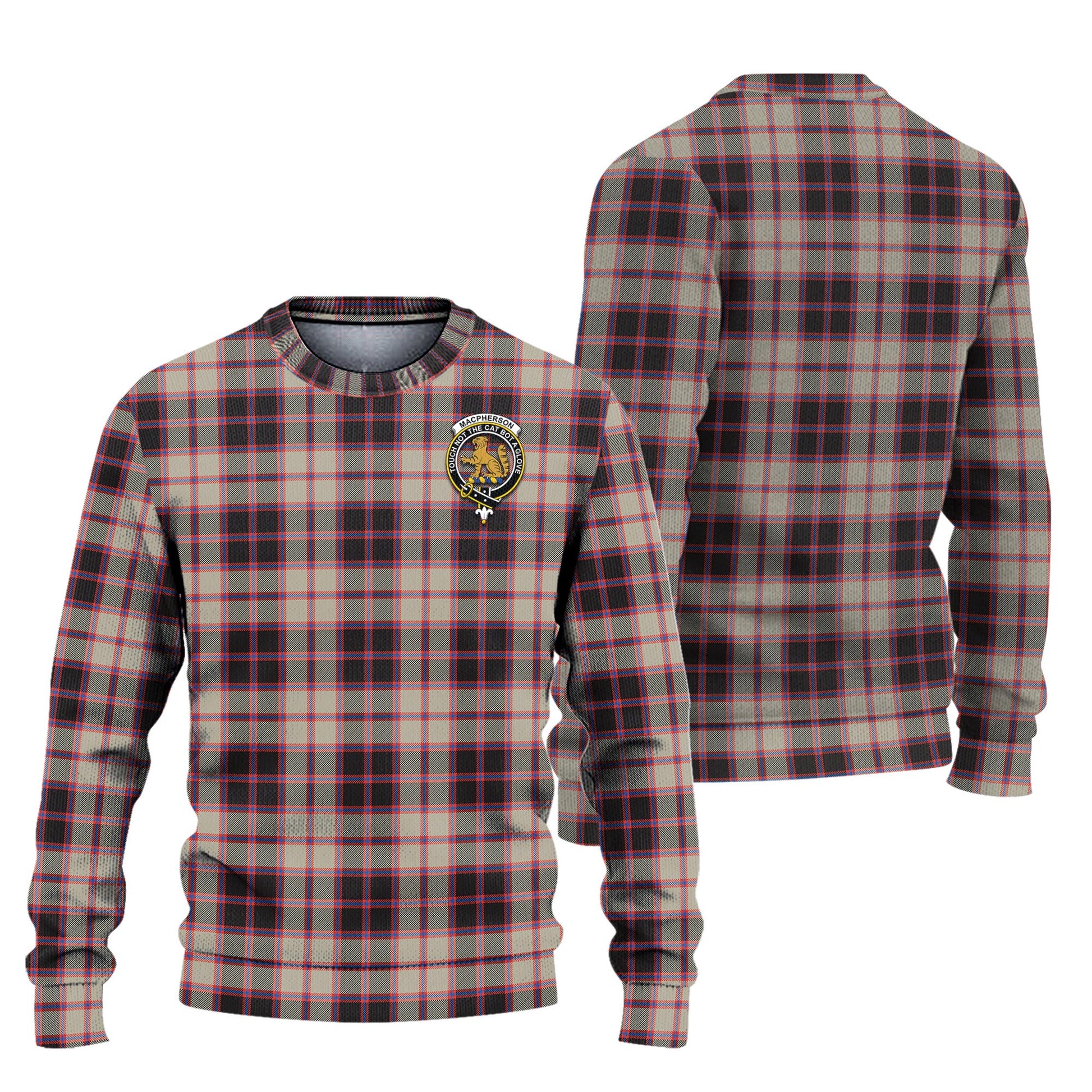 MacPherson Hunting Ancient Tartan Knitted Sweater with Family Crest Unisex - Tartanvibesclothing