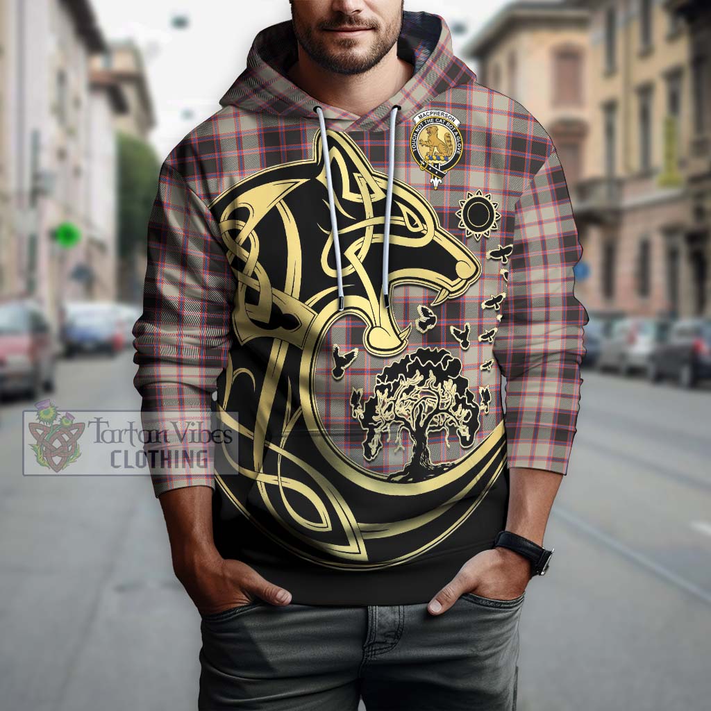Tartan Vibes Clothing MacPherson Hunting Ancient Tartan Hoodie with Family Crest Celtic Wolf Style