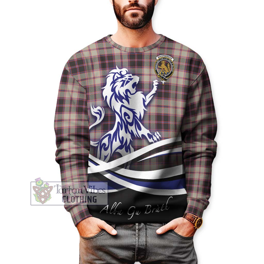 Tartan Vibes Clothing MacPherson Hunting Ancient Tartan Sweatshirt with Alba Gu Brath Regal Lion Emblem