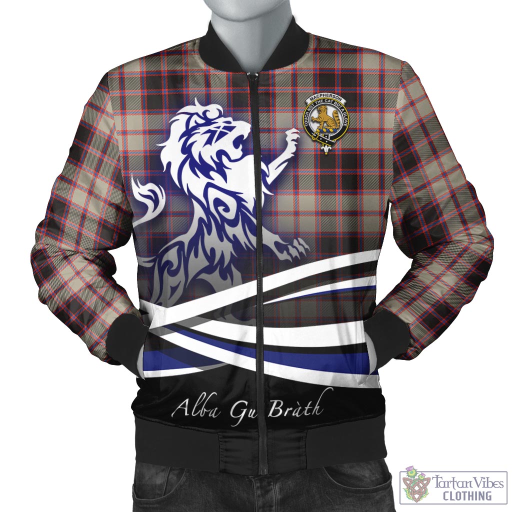 Tartan Vibes Clothing MacPherson Hunting Ancient Tartan Bomber Jacket with Alba Gu Brath Regal Lion Emblem