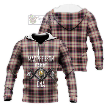 MacPherson Hunting Ancient Tartan Knitted Hoodie with Family Crest DNA In Me Style