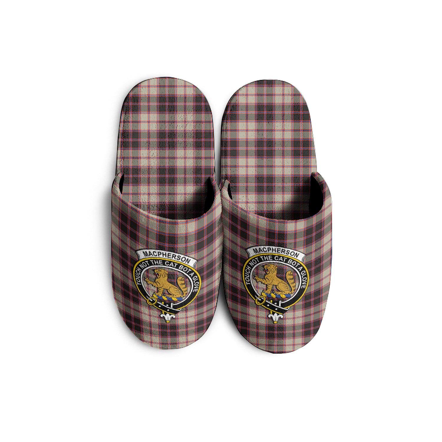 MacPherson Hunting Ancient Tartan Home Slippers with Family Crest - Tartanvibesclothing