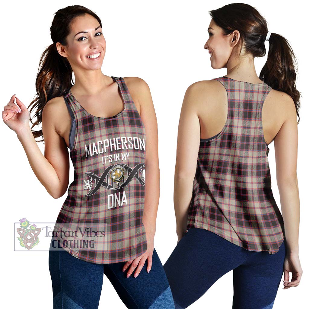 Tartan Vibes Clothing MacPherson Hunting Ancient Tartan Women's Racerback Tanks with Family Crest DNA In Me Style