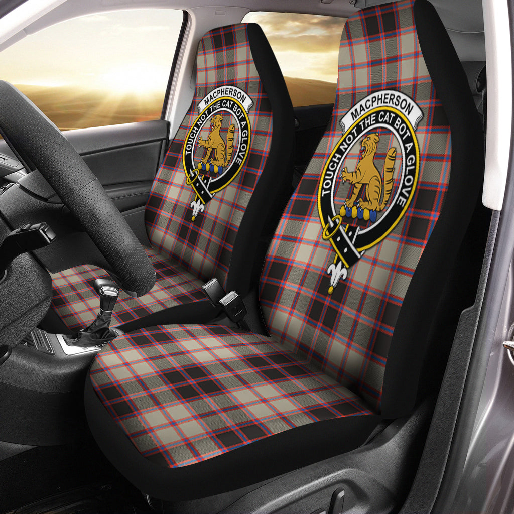 MacPherson Hunting Ancient Tartan Car Seat Cover with Family Crest One Size - Tartanvibesclothing