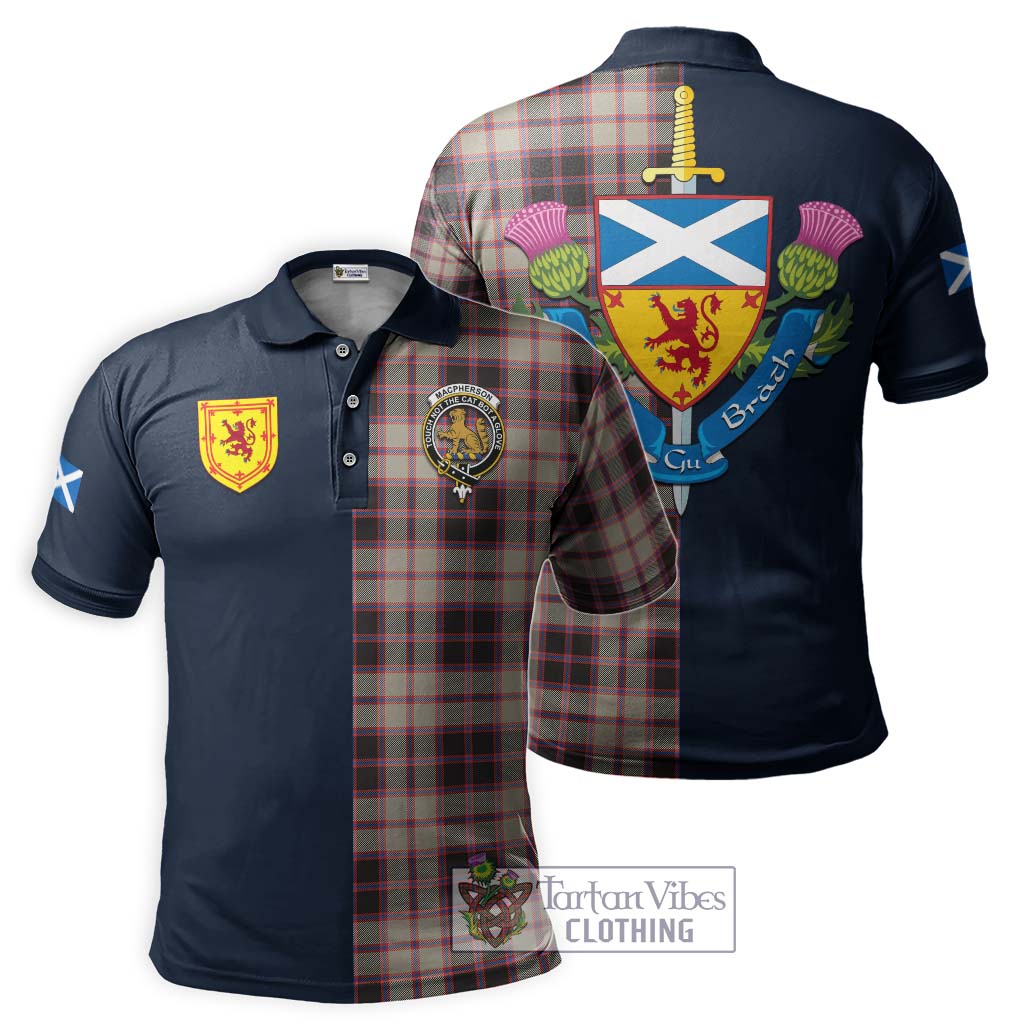 Tartan Vibes Clothing MacPherson Hunting Ancient Tartan Polo Shirt with Scottish Lion Royal Arm Half Style