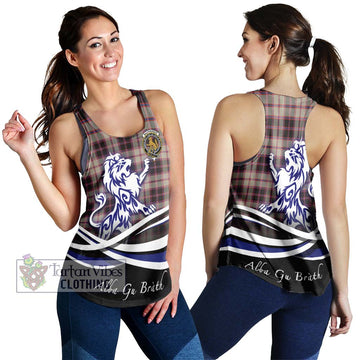 MacPherson Hunting Ancient Tartan Women's Racerback Tanks with Alba Gu Brath Regal Lion Emblem