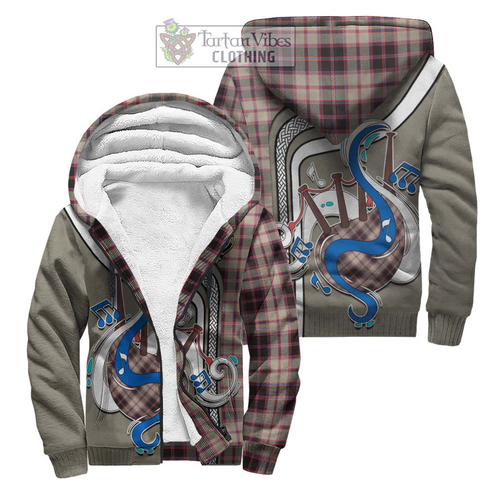 Tartan Vibes Clothing MacPherson Hunting Ancient Tartan Sherpa Hoodie with Epic Bagpipe Style