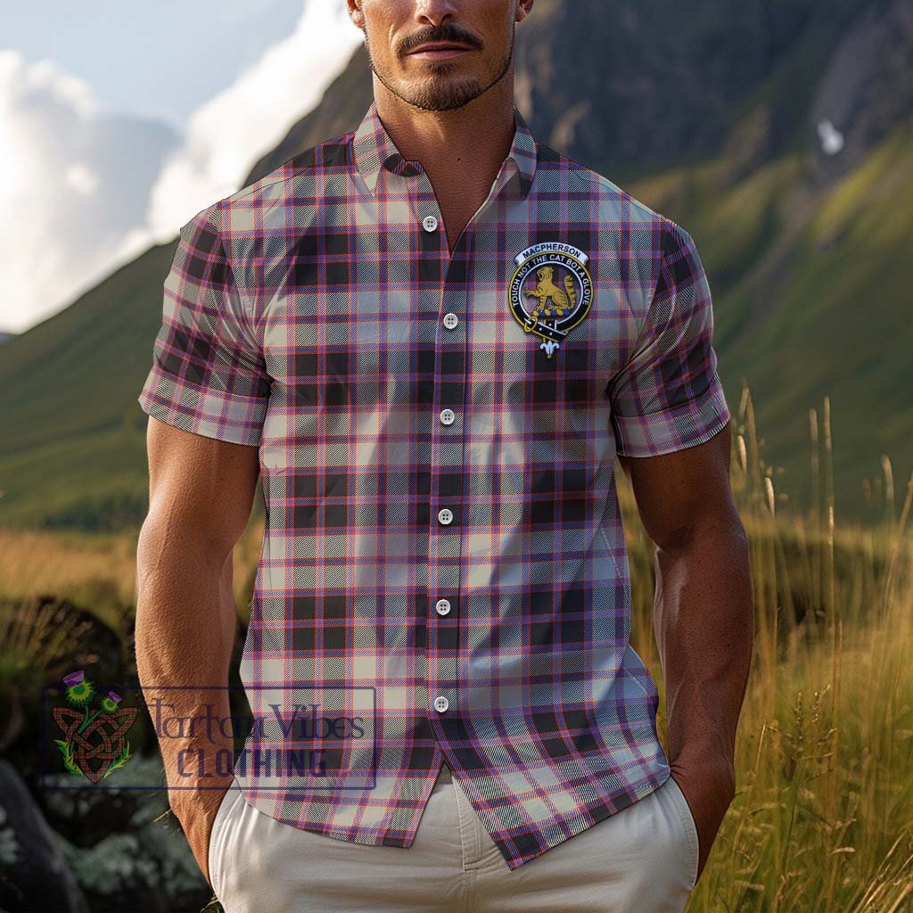 Tartan Vibes Clothing MacPherson Hunting Ancient Tartan Cotton Hawaiian Shirt with Family Crest