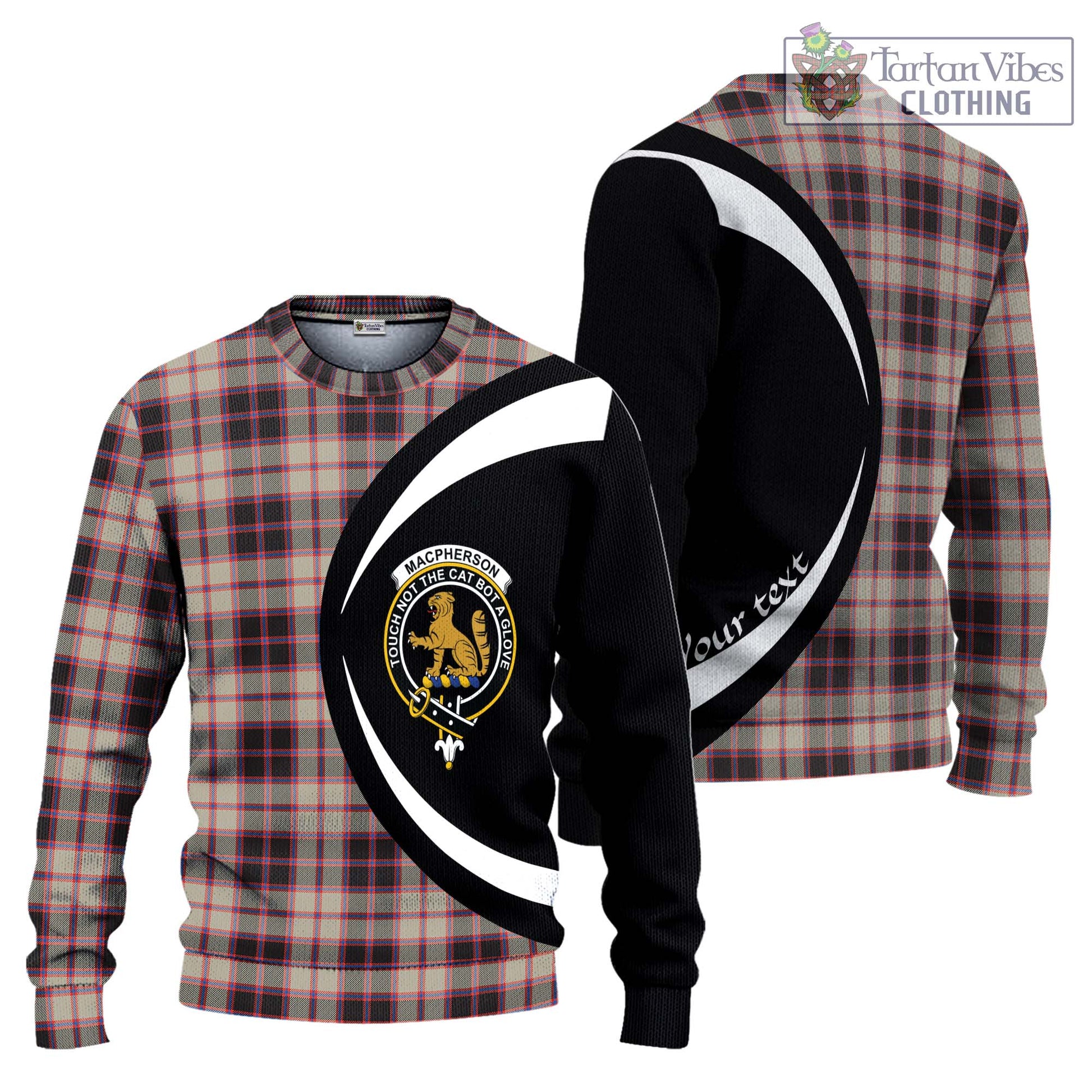 MacPherson Hunting Ancient Tartan Knitted Sweater with Family Crest Circle Style Unisex - Tartan Vibes Clothing