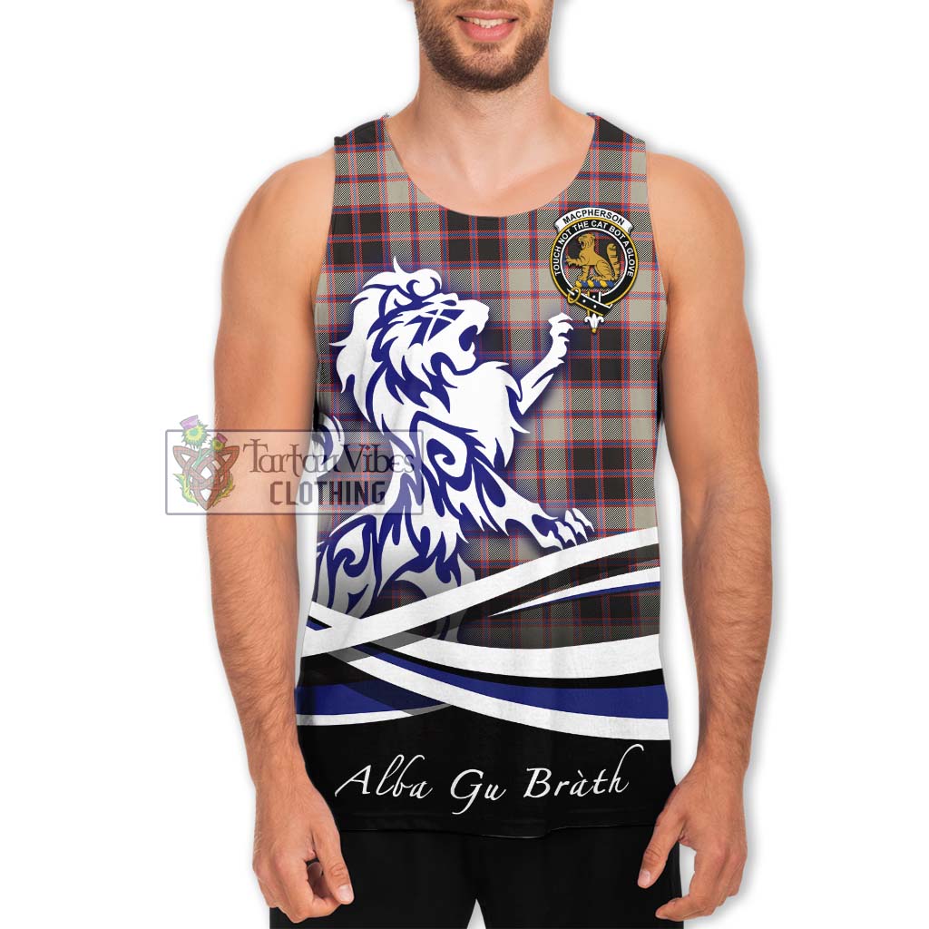 Tartan Vibes Clothing MacPherson Hunting Ancient Tartan Men's Tank Top with Alba Gu Brath Regal Lion Emblem