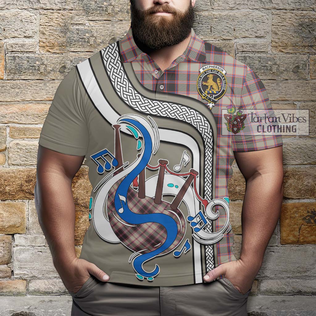 Tartan Vibes Clothing MacPherson Hunting Ancient Tartan Polo Shirt with Epic Bagpipe Style