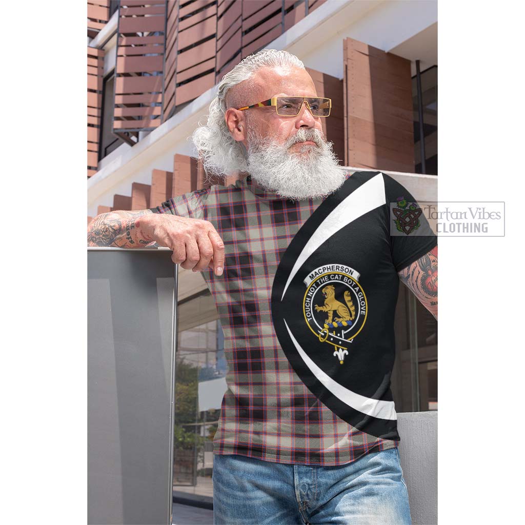 Tartan Vibes Clothing MacPherson Hunting Ancient Tartan Cotton T-shirt with Family Crest Circle Style