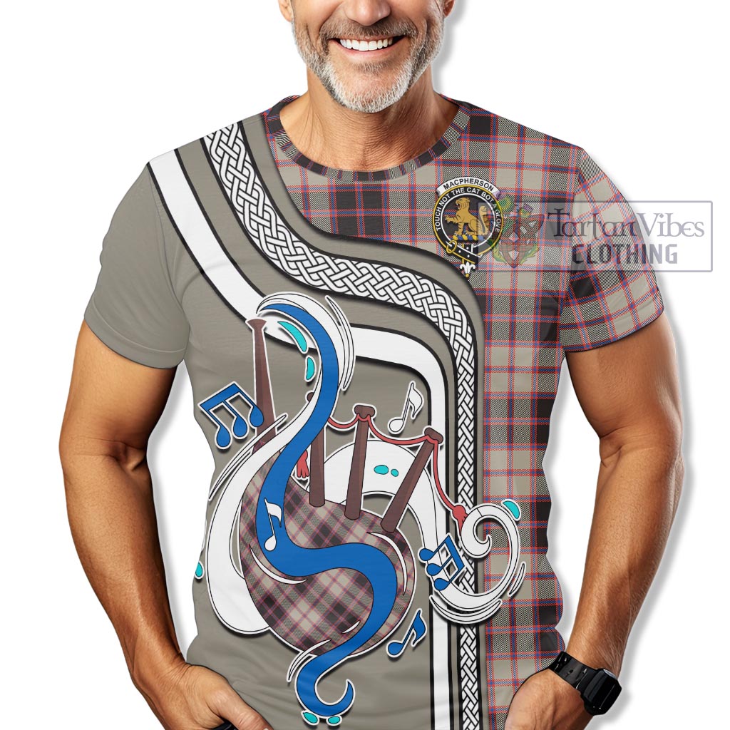 Tartan Vibes Clothing MacPherson Hunting Ancient Tartan T-Shirt with Epic Bagpipe Style