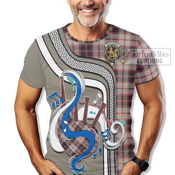 MacPherson Hunting Ancient Tartan T-Shirt with Epic Bagpipe Style