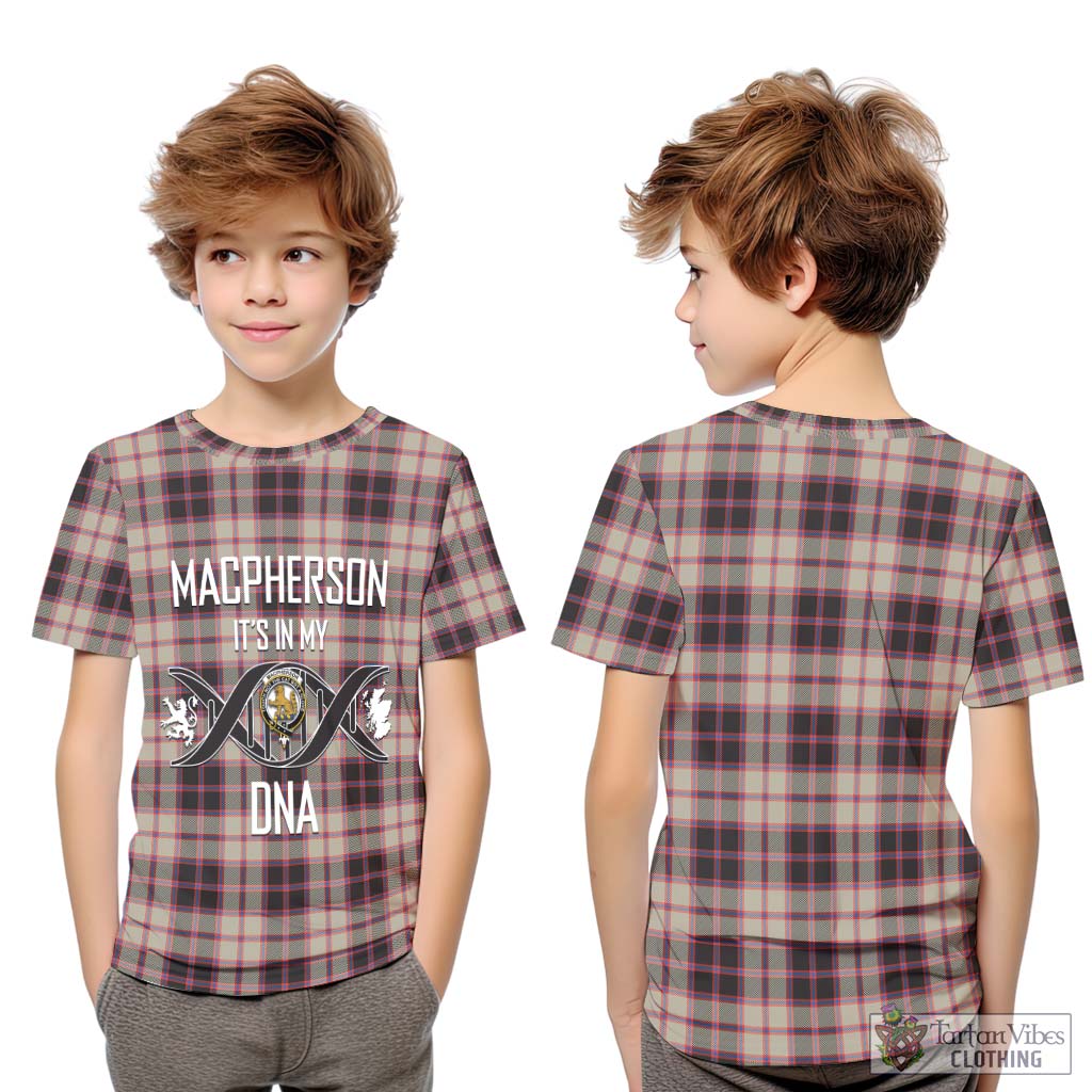 Tartan Vibes Clothing MacPherson Hunting Ancient Tartan Kid T-Shirt with Family Crest DNA In Me Style